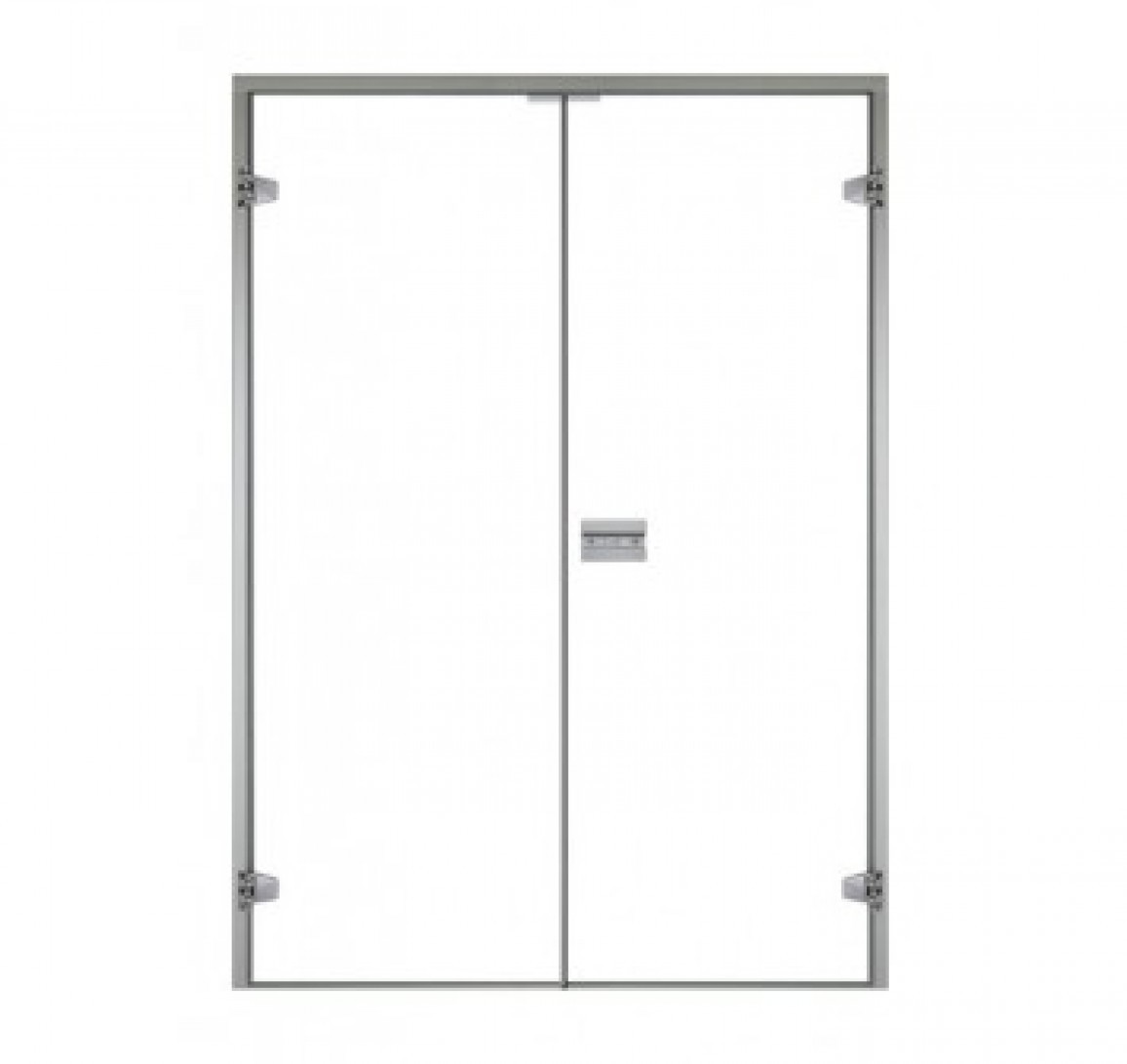Стеклянная дверь для сауны Harvia, двойные 17/21 коробка ольха/осина, прозрачная