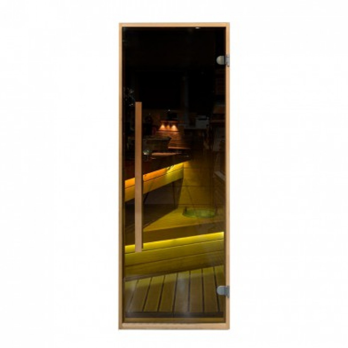 Дверь PREMIO 700х1870 с вертикальной ручкой, стекло бронза, коробка ОЛЬХА